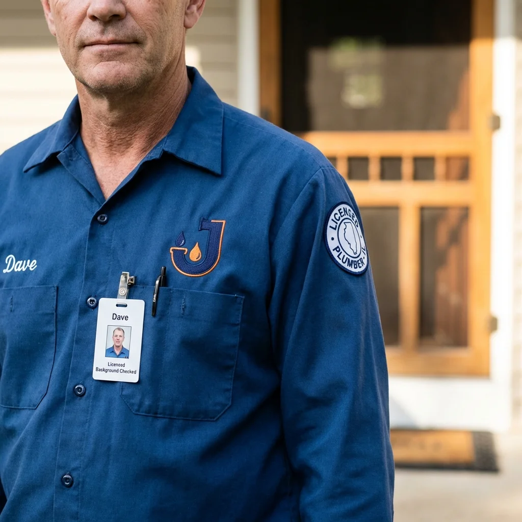 Licensed plumber showing ID badge in Maryville, TN