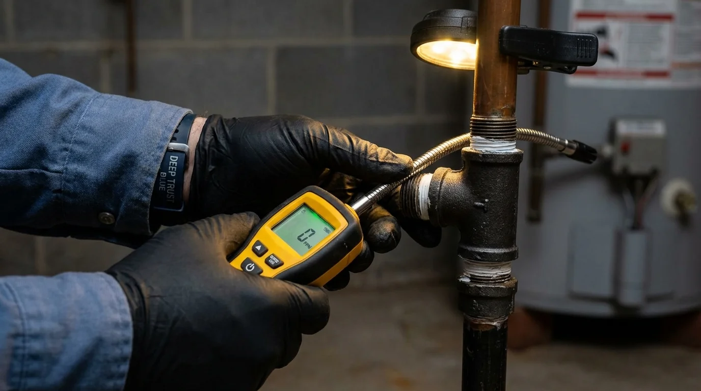 Gas leak detection with electronic sniffer by Johns Plumbing LLC in Maryville